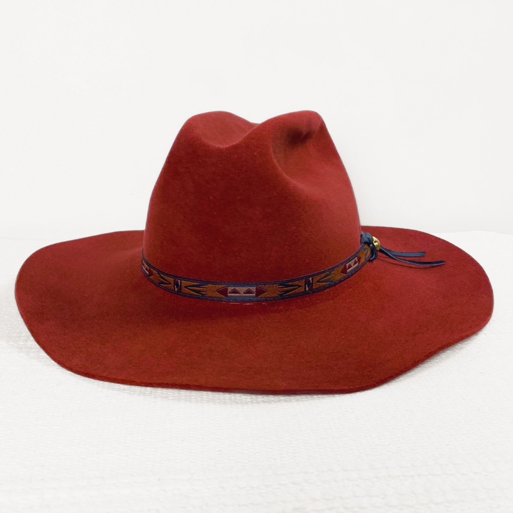 Vtg Beaver Brand Hats Brand Beaver Fur Felt Red Cowboy Hat Unisex S 6 5/8